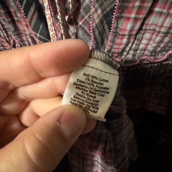 3 J Workshop Johnny Was Plaid Dress Flower Detail Medium - Picture 4 of 5